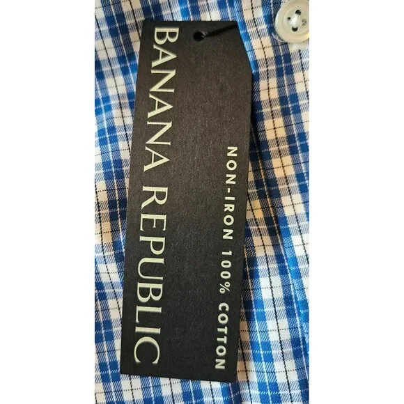 Banana Republic Men Size XLT Slim Fit Plaid Non-Iron Cotton Button Up Shirt NWT - Picture 9 of 10
